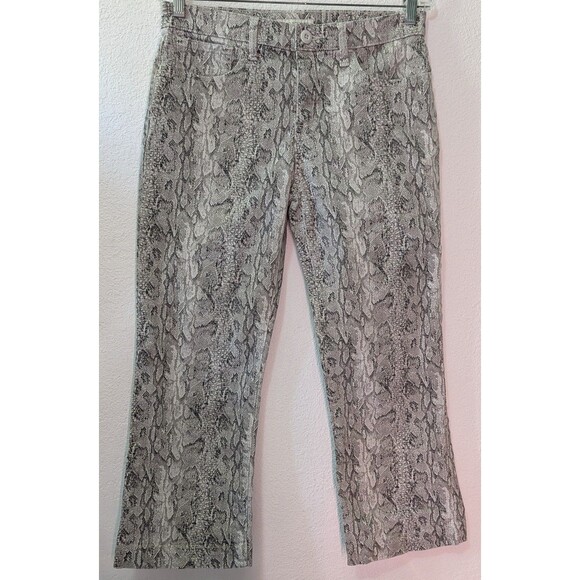 Lucky Brand Pants Ava Mid Rise Crop Mini Boot Cut Women 32x24 Snakeskin (919) - Picture 1 of 3